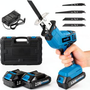 FULLYEA Cordless Reciprocating Saw Blue Carbon Steel-0