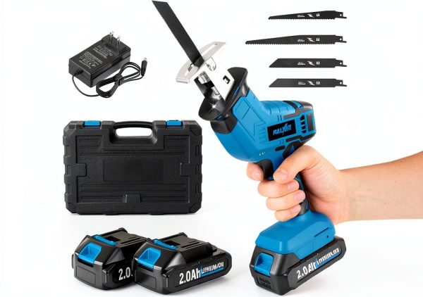 FULLYEA Cordless Reciprocating Saw Blue Carbon Steel-0