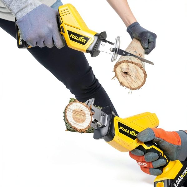FULLYEA Cordless Reciprocating Saw Yellow Steel-4