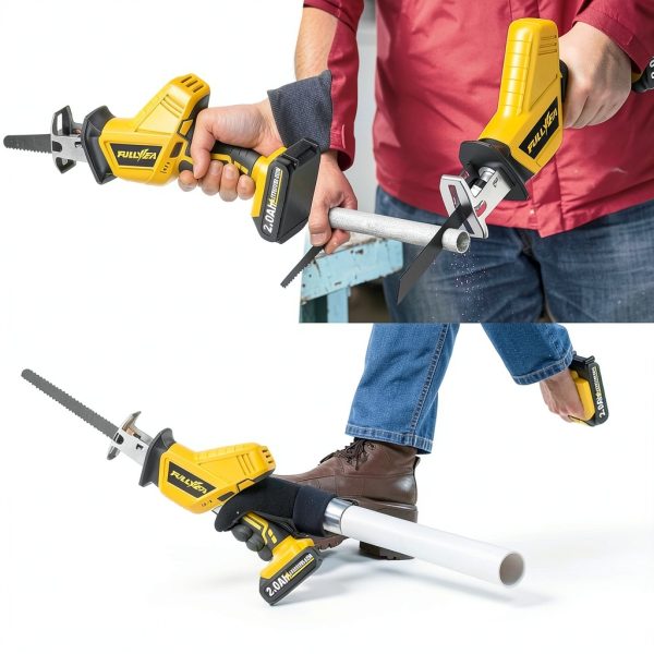 FULLYEA Cordless Reciprocating Saw Yellow Steel-6