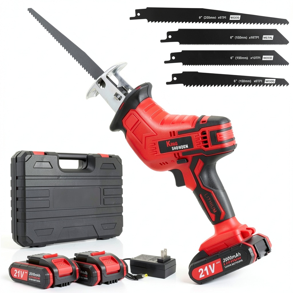 BDJHMP cordless reciprocating saw in use on a wooden deck