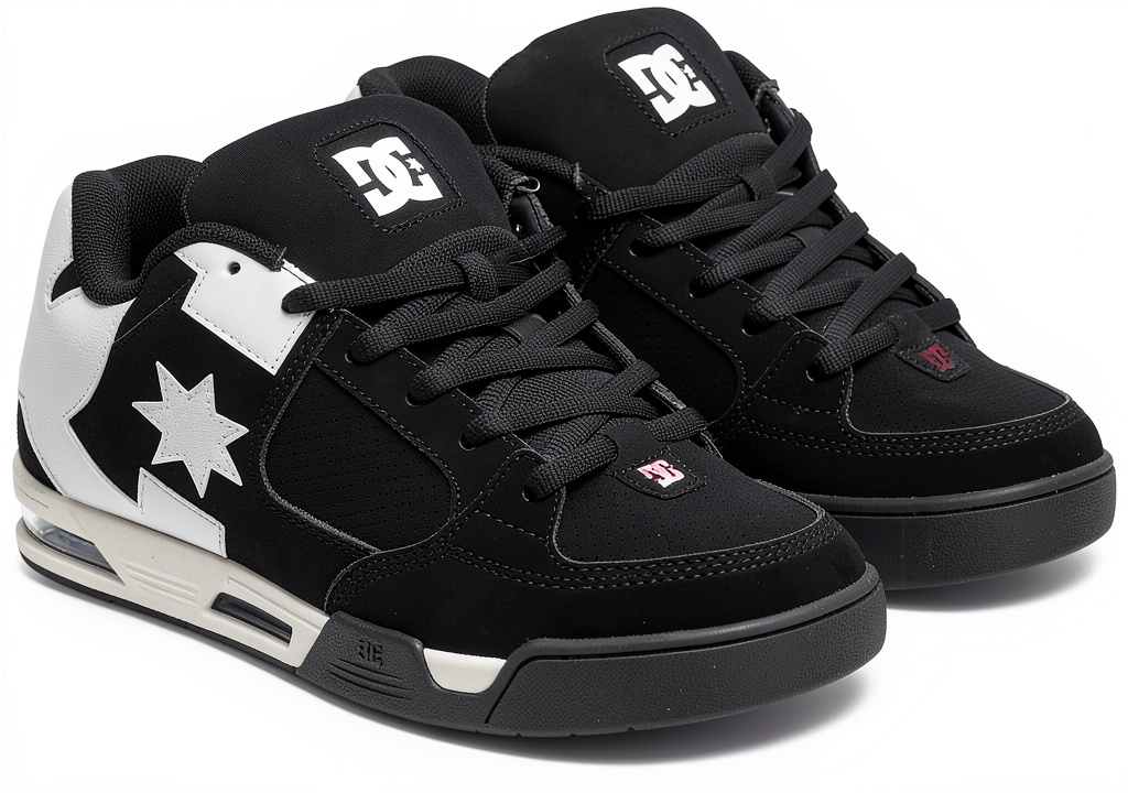 DC Shoes men's skate shoes on a skate park deck