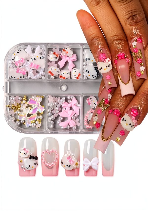 PDFADSK Colorful Acrylic Nail Charms Bow-3