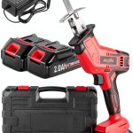 FULLYEA Cordless Reciprocating Saw Red Carbon Steel-0