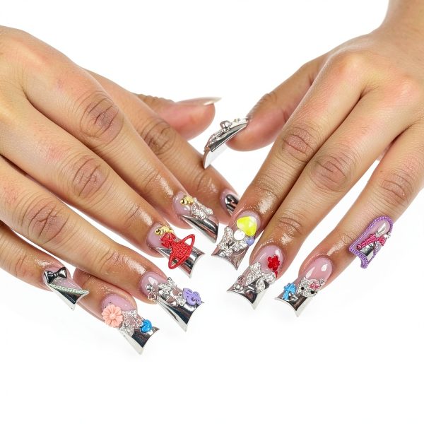 Nail Charms by XIYONALI Metal Rhinestones Resin-4