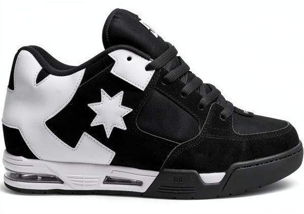 DC Shoes Men's Skate Shoes Black White Leather-1