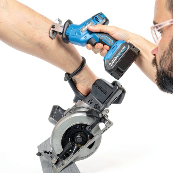 FULLYEA Cordless Reciprocating Saw Blue Carbon Steel-7