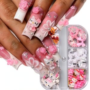 PDFADSK Colorful Acrylic Nail Charms Bow-0