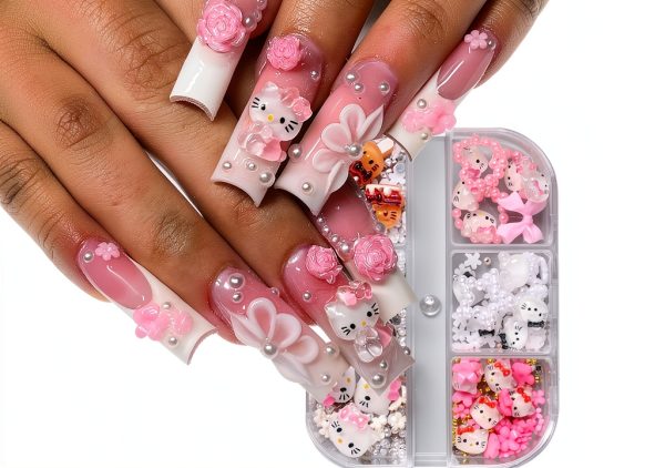PDFADSK Colorful Acrylic Nail Charms Bow-0