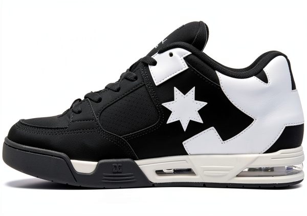 DC Shoes Men's Skate Shoes Black White Leather-4