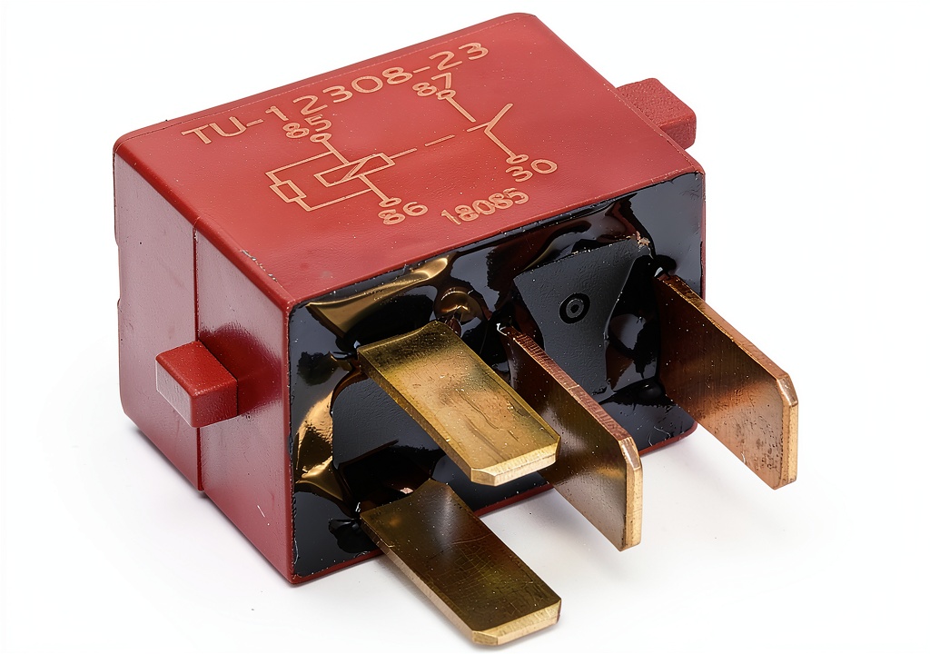 Installing the RY-724 ignition relay on a DIN rail in a vehicle engine bay
