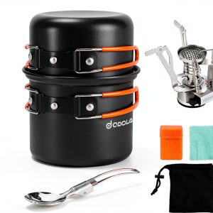Odoland 6-Piece Cookware Set Aluminum Pot Stove Foldable Handles-0