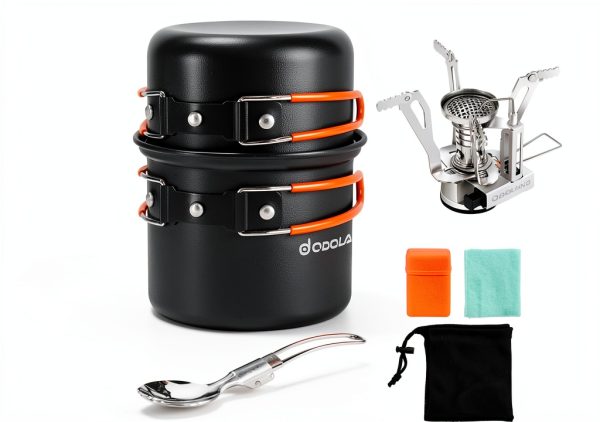 Odoland 6-Piece Cookware Set Aluminum Pot Stove Foldable Handles-0