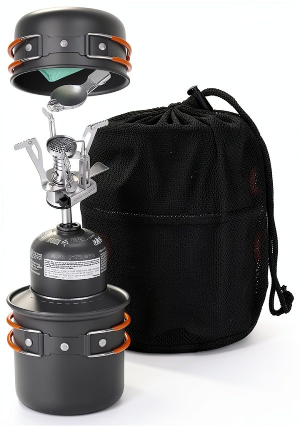 Odoland 6-Piece Cookware Set Aluminum Pot Stove Foldable Handles-1