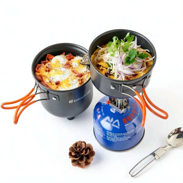 Odoland 6-Piece Cookware Set Aluminum Pot Stove Foldable Handles-6