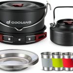 Odoland 22‑Piece Camping Cookware Set Cyan Aluminum 4‑Person Kit-0