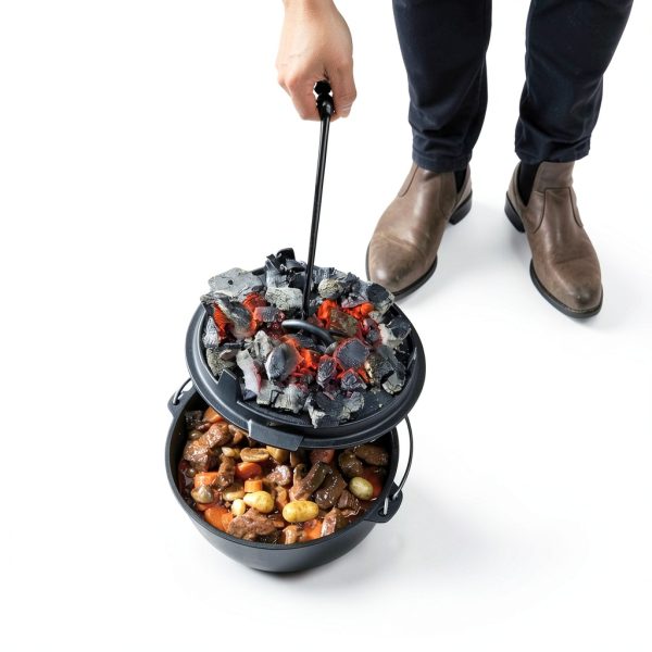 Cast Iron Camping Dutch Oven 6qt Uno Casa Preseasoned with Lid Lifter-7