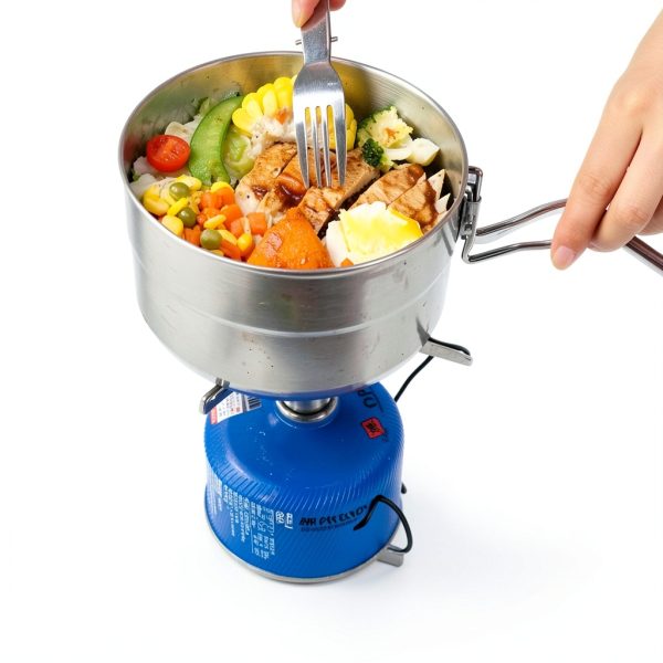 EKDJKK Stainless Steel Camping Cook Pot, 1.5L Camping Cookware with Lid and Folding Handle, Large Capacity Bento Pot for Outdoor Backpacking Camping Hiking Picnic-6