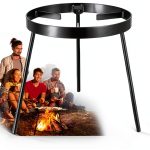 Campfire Tripod for Cooking - Campfire Cooking Equipment, Outdoor Fire Pit Stand, Portable Cast Iron Open Camping Tripod cookware for Dutch Oven,Grill,Lodge,firepit-0