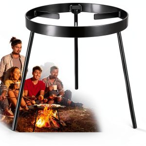 Campfire Tripod for Cooking - Campfire Cooking Equipment, Outdoor Fire Pit Stand, Portable Cast Iron Open Camping Tripod cookware for Dutch Oven,Grill,Lodge,firepit-0
