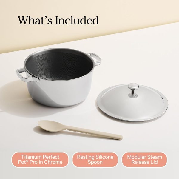 Titanium Perfect Pot Pro Our Place 6.75 Qt Stock Pot Chrome PFAS Free-4