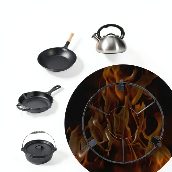 Campfire Tripod for Cooking - Campfire Cooking Equipment, Outdoor Fire Pit Stand, Portable Cast Iron Open Camping Tripod cookware for Dutch Oven,Grill,Lodge,firepit-4