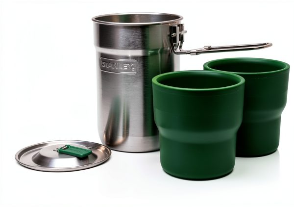 Stanley Adventure Nesting Two Cup Stainless Steel Cookset | 32 oz Pot and Lid with Fold & Lock Handle | Camping Essentials for Your Camp Kitchen | BPA-Free | Stainless Steel-2