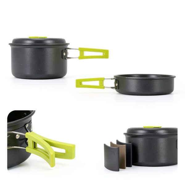 15pcs Camping Cookware Mess Kit,Non-Stick Lightweight Pots Set Portable Outdoor Cookware for Camping Backpacking Hiking Outdoor Cooking and Picnic-1