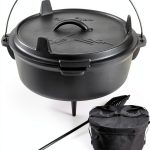 Cast Iron Camping Dutch Oven 6qt Uno Casa Preseasoned with Lid Lifter-0