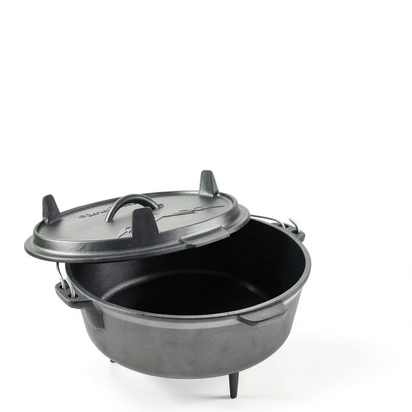 Cast Iron Camping Dutch Oven 6qt Uno Casa Preseasoned with Lid Lifter-2