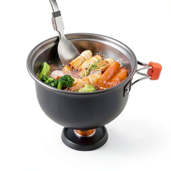 Camping Cooking Set Camping Cookware Outdoor Aluminum Mess Kit with Frying Pan, Pot with Lid, 1.2L Kettle Set and 2 Stainless Steel Plate, 2 Folding Cups and 2 Set Knives Spoons for Backpacking Picnic-6