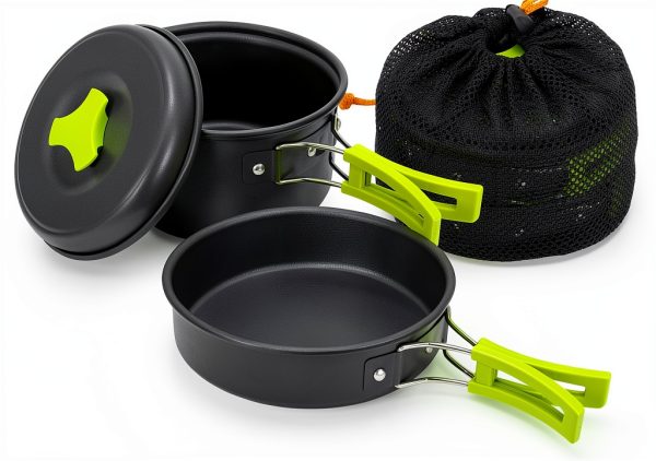 15pcs Camping Cookware Mess Kit,Non-Stick Lightweight Pots Set Portable Outdoor Cookware for Camping Backpacking Hiking Outdoor Cooking and Picnic-0
