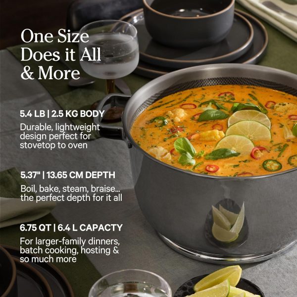 Titanium Perfect Pot Pro Our Place 6.75 Qt Stock Pot Chrome PFAS Free-3