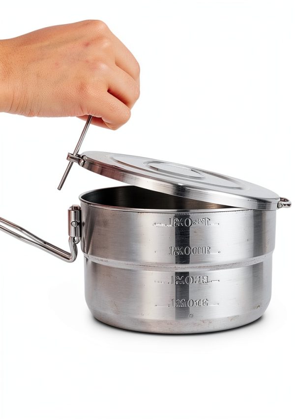 EKDJKK Stainless Steel Camping Cook Pot, 1.5L Camping Cookware with Lid and Folding Handle, Large Capacity Bento Pot for Outdoor Backpacking Camping Hiking Picnic-7
