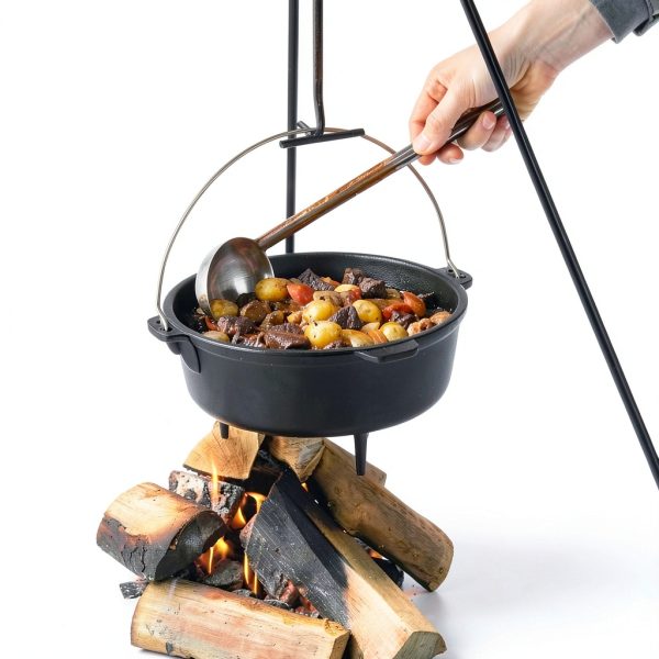 Cast Iron Camping Dutch Oven 6qt Uno Casa Preseasoned with Lid Lifter-4