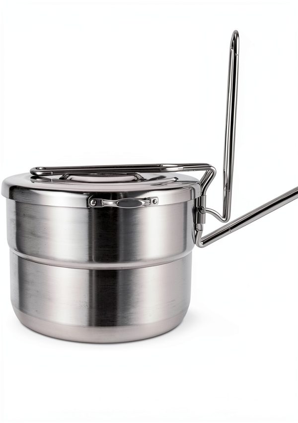 EKDJKK Stainless Steel Camping Cook Pot, 1.5L Camping Cookware with Lid and Folding Handle, Large Capacity Bento Pot for Outdoor Backpacking Camping Hiking Picnic-3