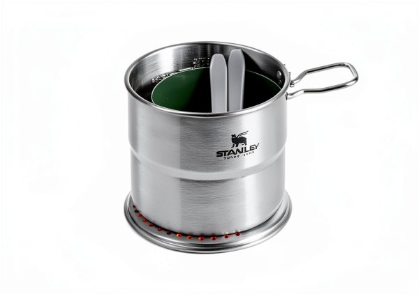 Stanley Wildfare Go Two Bowl Mess Kit | 8pc Portable Pot & Cookware Set | 1.25qt Stainless Steel Pot w/Locking Handle, Lid, 2 Bowls & Sporks-5