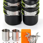 Odoland 16pcs Camping Cookware Mess Kit, Lightweight Pot Pan Mini Stove with 2 Cups, Fork Spoon Kits for Backpacking, Outdoor Camping Hiking and Picnic-0